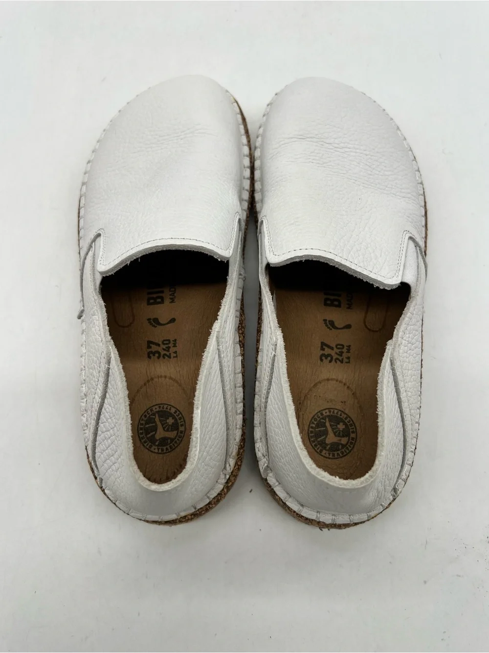 Birkenstock Callan Women’s Sz 6 N White Leather Slip On Casual Comfort Shoes